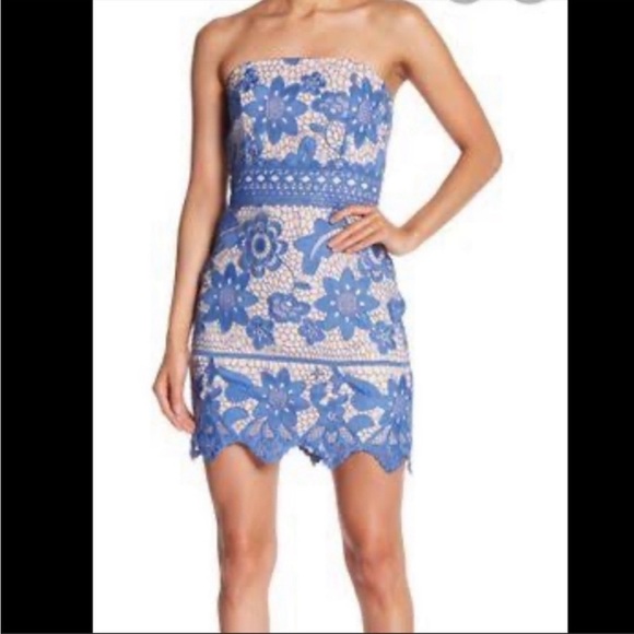 Endless Rose Dresses & Skirts - NWOT - Endless Rose - Blue & Nude Lace Strapless Mini Dress